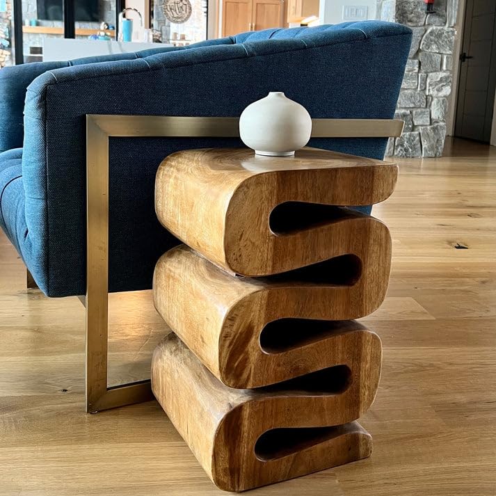 Rutledge & King Aspen Wood End Table - Unique Wooden Side Table - Mid Century Saur Wood Side Table - Small Accent Table - Mid Century Modern Decor - color: Natural, style: Aspen