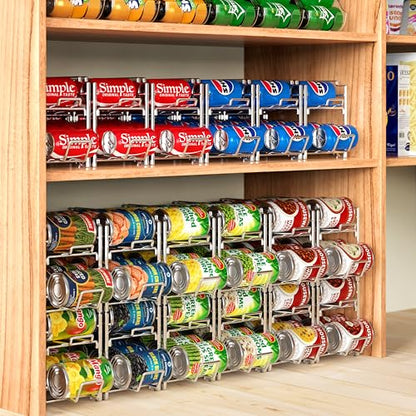 Simple Houseware Stackable Front Loading Beverage Can Dispenser Rack, Chrome - 2 Pack - color: Chrome, size: Standard
