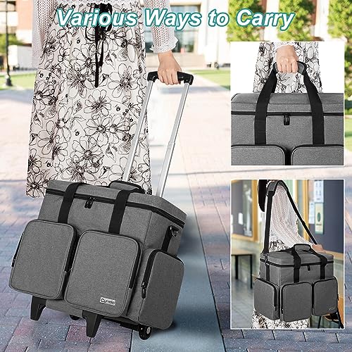 CURMIO Rolling Teacher Tote Bag with Padded Laptop Compartment for up to 15.6 Inches Laptop, Wheeled Teacher Bag for Teaching, Office, Craft, Gray - color: Gray