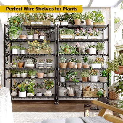 REIBII 71" H 6-Tier Heavy Duty Wire Shelving, 1200 lbs, 2-in-1 Adjustable | Heavy-duty 19mm steel, Split into 2 shelves, Leveling feet, Rustproof, 29"Wx14"D,Tool-free assembly,For garage kitchen pantry - size: 6 Tier-14"D x 29"W x 71"H