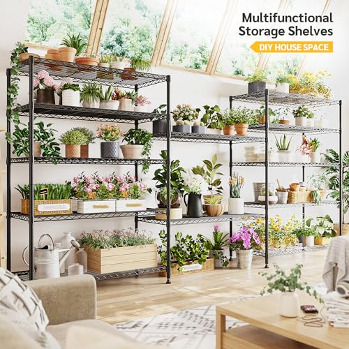 REIBII 75''H Storage Shelves Metal Shelving Unit, 6 Tier Wire Shelving for Pantry Shelves Adjustable 1200LBS Garage Shelving Heavy Duty Storage Rack for Kitchen Garage, 35.4''W*75''H*15.7" D - size: 35.4"W×75"H×15.7"D