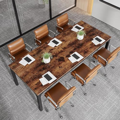 Tribesigns 6.5 FT Conference Room Table, 78.74" W x 27.56" D Large Office Conference Table, Modern Seminar Meeting Table Desk for Boardroom, Meeting Room (1, Rustic Brown) - color: Rustic Brown