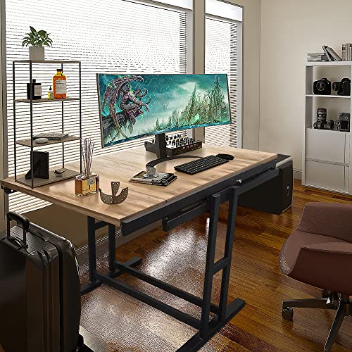 Space Saving Convertible Shelf Table, Multipurpose Converting Kitchen Dining Table to Shelf, Wood and Metal Convertible 2 in 1 Bookshelf to Dining Table