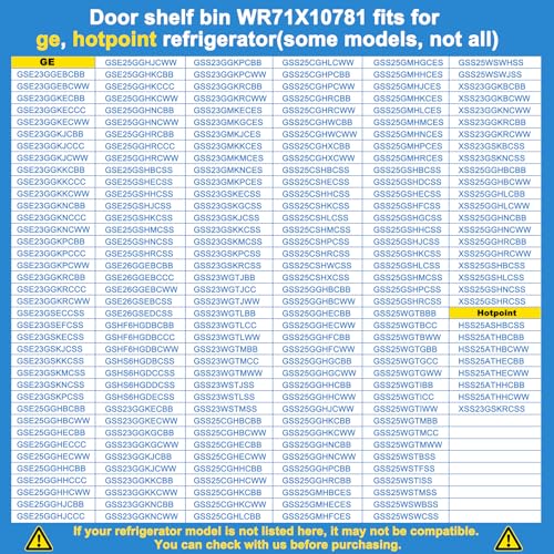 WR71X10781 Door Shelf Bin Compatible with ge, hotpoint Refrigerator: GSE25GGHECBB, GSS23GGKECBB, GSS25CSHKCSS, GSHS6HGDBCSS etc. Adjustable Door Bin Replacement PS2323453, AP4345099, 1478101 etc.