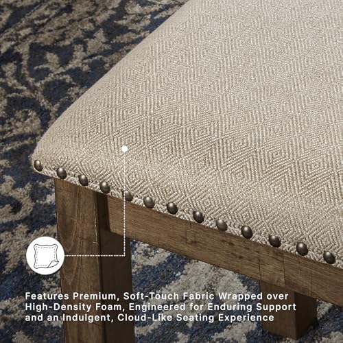 Signature Design by Ashley Moriville Casual Rustic Upholstered Dining Bench, Grey & Brown - color: Brown, size: Dining Height