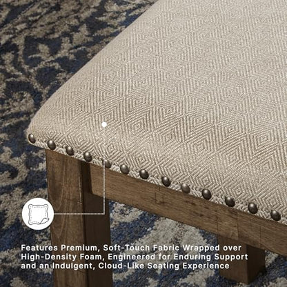 Signature Design by Ashley Moriville Casual Rustic Upholstered Dining Bench, Grey & Brown - color: Brown, size: Dining Height