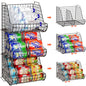 Stacking Can Dispensers 3 Tier with 3 Divider, Large Pantry Can Organizer, Beverage Drink Pop Soda Can Storage Basket, Can Holders for Pantry, Canned Food Rack Wire Bins for Kitchen Cabinet (3-Pack) - size: 3-Pack