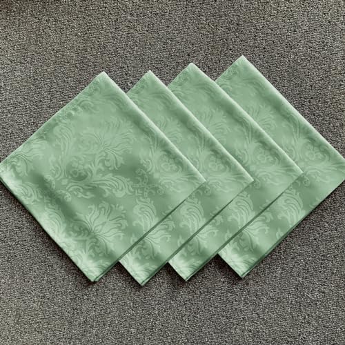 SASTYBALE Flower Jacquard Cloth Napkins 20 x 20 Inch Set of 4 Washable Wrinkle Free Reusable Damask Fabric Napkin for Dining, Party, Indoor, Outdoor, Everyday Used, Sage Green (4 Pieces/Packs) - color: Sage Green, size: 20" x 20" (Set of 4)