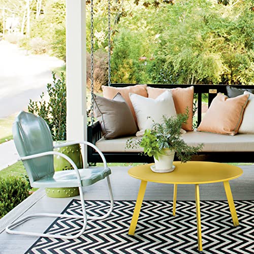 Grand Patio Round Steel Patio Coffee Table, Weather Resistant Outdoor Large Side Table, Yellow… - color: Yellow, style: 1 PC