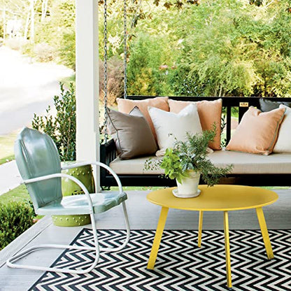 Grand Patio Round Steel Patio Coffee Table, Weather Resistant Outdoor Large Side Table, Yellow… - color: Yellow, style: 1 PC