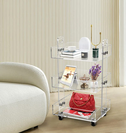 ONELUX 3-Tier Acrylic Utility Rolling Cart, Multifunction Storage Cart On Wheels - size: 16.4 in x 13.4 in x 28 in