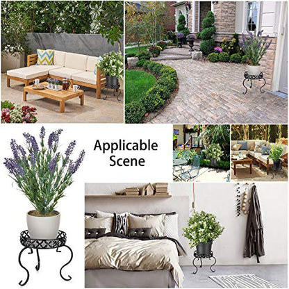 OwnMy Metal Round Plant Stand Indoor Outdoor Iron Flower Pot Holder, Heavy Duty Plant Stand Display Potted Rack for Home, Garden, Patio, Black - color: Black