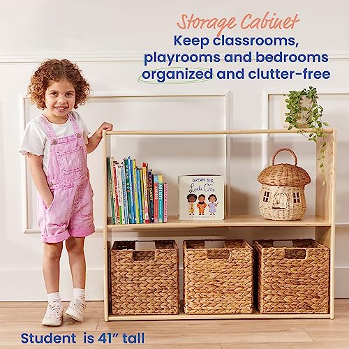 ECR4Kids Streamline 2-Shelf Double-Sided Storage Cabinet, 30in, Classroom Furniture, Natural - color: Natural