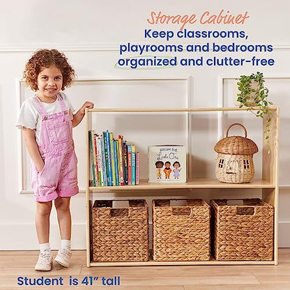 ECR4Kids Streamline 2-Shelf Double-Sided Storage Cabinet, 30in, Classroom Furniture, Natural - color: Natural