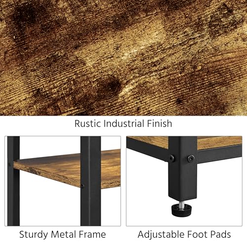Yaheetech Large 3-Tier Tall End Table, 30 Inches High Side Table with Wooden Shelves & Strong Metal Frame for Living Room Small Space, 12 x 16 x 29.5 inches，Rustic Brown - color: Rustic Brown