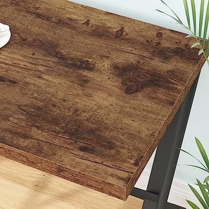 LVB Rustic Wood Computer Desk, Metal Home Executive Office Desk, Industrial Large Gaming Writing Desk, Wooden Student Study Computer Table for Bedroom Living Room, Rustic Brown, 60 Inch - color: Rustic Brown, size: 60 inch