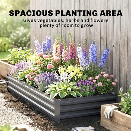 Outsunny Galvanized Raised Garden Bed, 8' x 3' x 1' Metal Planter Box, for Growing Vegetables, Flowers, Herbs, Succulents, Gray - color: Gray, size: 8' x 3' x 1'