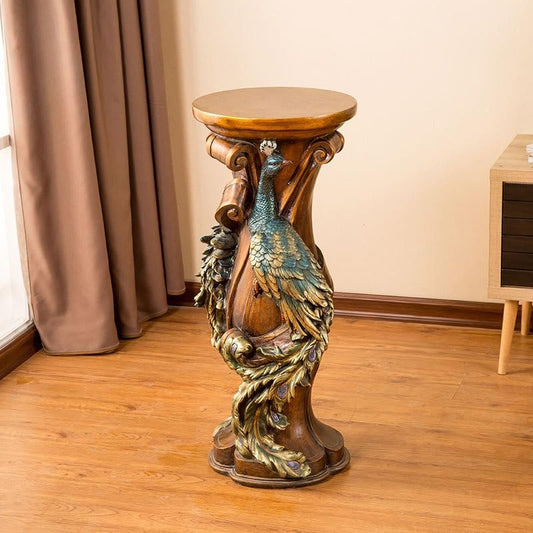 Vintage Peacock Resin Pedestal Stand for Plant Vase Sculpture IndoorOutdoor | 32.7"Vintage Peacock Decor Pedestal Stand Resin Display Artistic Plant Stand Accent Table for Vases Sculptures Home Decor