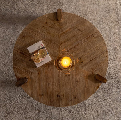 36.61'' Round Coffee Table, Modern Countryside Farmhouse Rustic Wood Coffee Table for Living Room, Easy Assembly, Natural - color: Ø36.61''-natural Wood