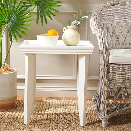 SAFAVIEH Home Collection – Naios White Accent Table, Modern Rectangular Side Table with Curved Legs, Minimalist Design (ACC9713B) - color: Ivory