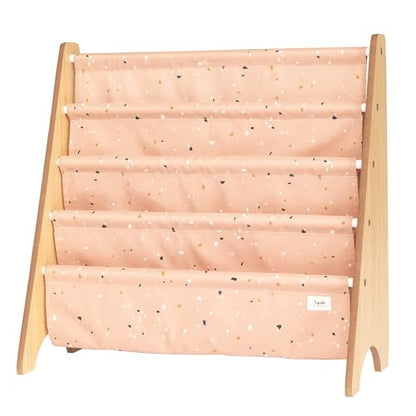 3 Sprouts Recycled Kids Bookshelf, Holds 35 Books, 4-Tier, Terrazzo Clay | Space-saving bookshelf, Children's room, Toddler bookcase organizer, Ages 3+, Book/toy storage, Front-facing, Covers visible - color: Terrazzo Clay