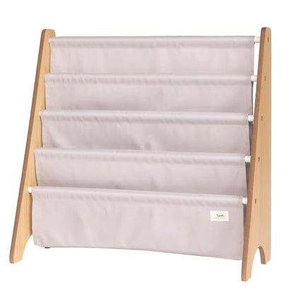 3 Sprouts Recycled Kids Bookshelf, Holds 35 Books, 4-Tier, Gray | Space-saving bookshelf, Children's room, Toddler bookcase organizer, Ages 3+, Book/toy storage, Front-facing, Covers visible - color: Solid Light Gray